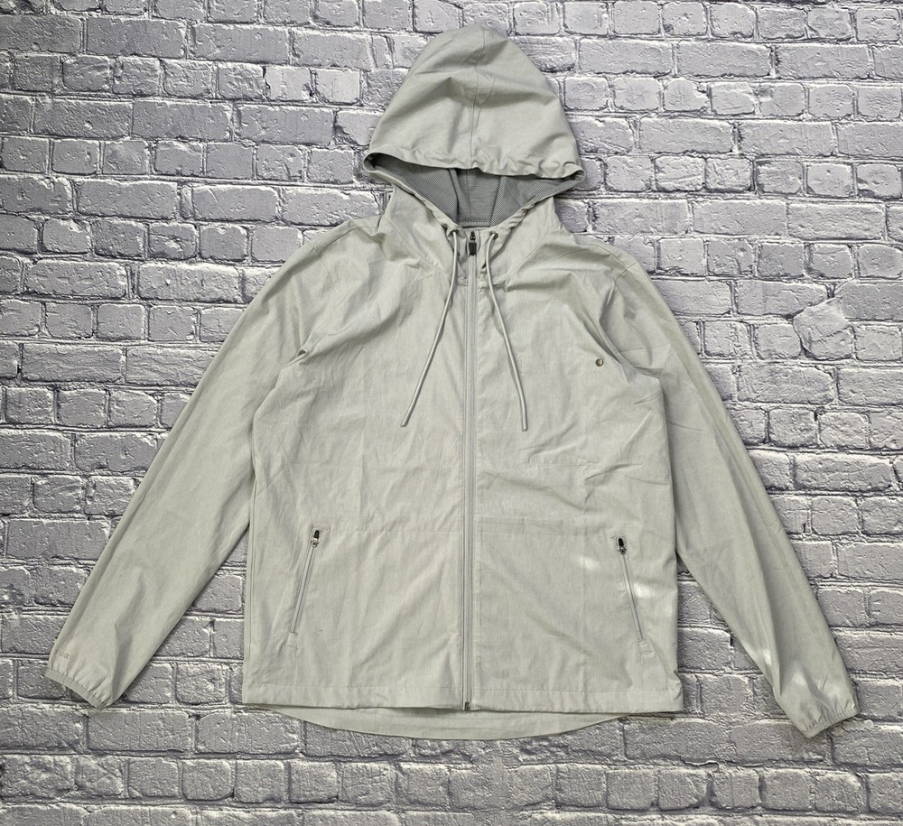 VUORI Outdoor Trainer Shell Jacket Women’s L Gray Full Zip Hooded Athletic READ