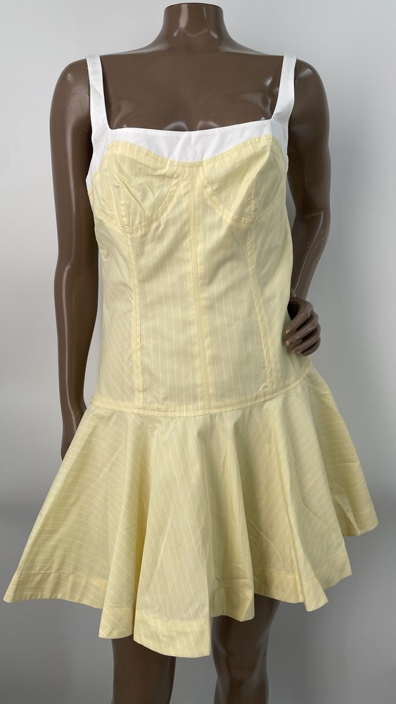 Simkhai Womens Mini Dress Buttercream Yellow Size 4 Tyler Bustier Striped Cotton