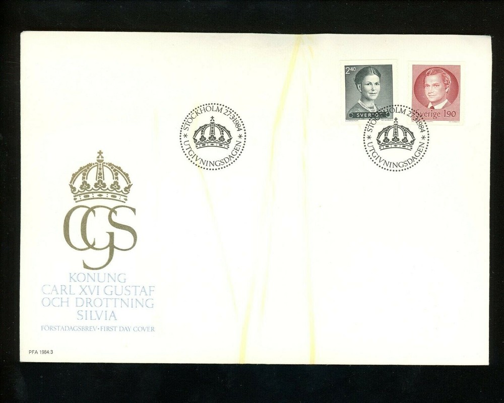 Postal History Sweden FDC #1369+1371 Royalty King Carl XVI Gustaf Silvia 1984