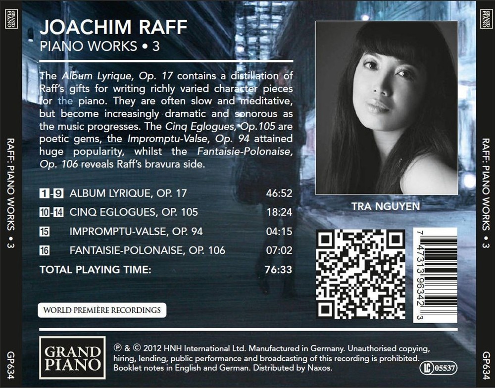 Tra Nguyen performs Joachim Raff Complete Piano Works Vol 3 on new CD
