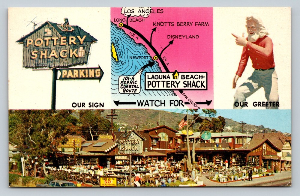 c1977 Laguna Beach California Pottery Shack VINTAGE Postcard