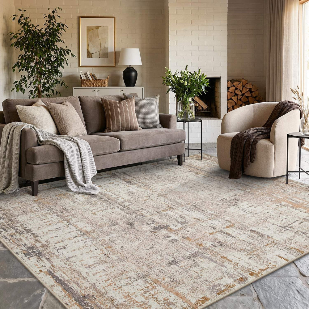6X9 Washable Area Rug for Living Room, Modern Abstract Large Boho Rugs for Offic