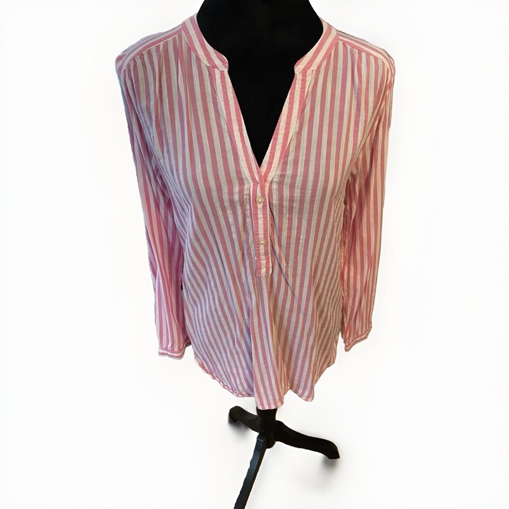 Old Navy Tunic Length Top Medium Pink White Striped