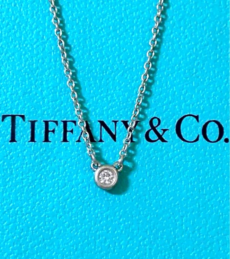 Tiffany & Co. Elsa Peretti 0.05ct Diamond By the Yard silver Pendant Necklace