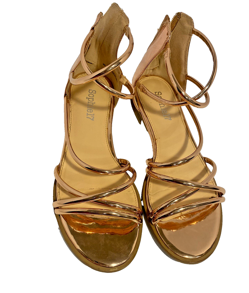 Sophie 17 Pink Gold Strap Womens Size 7.5 Summer Sandals