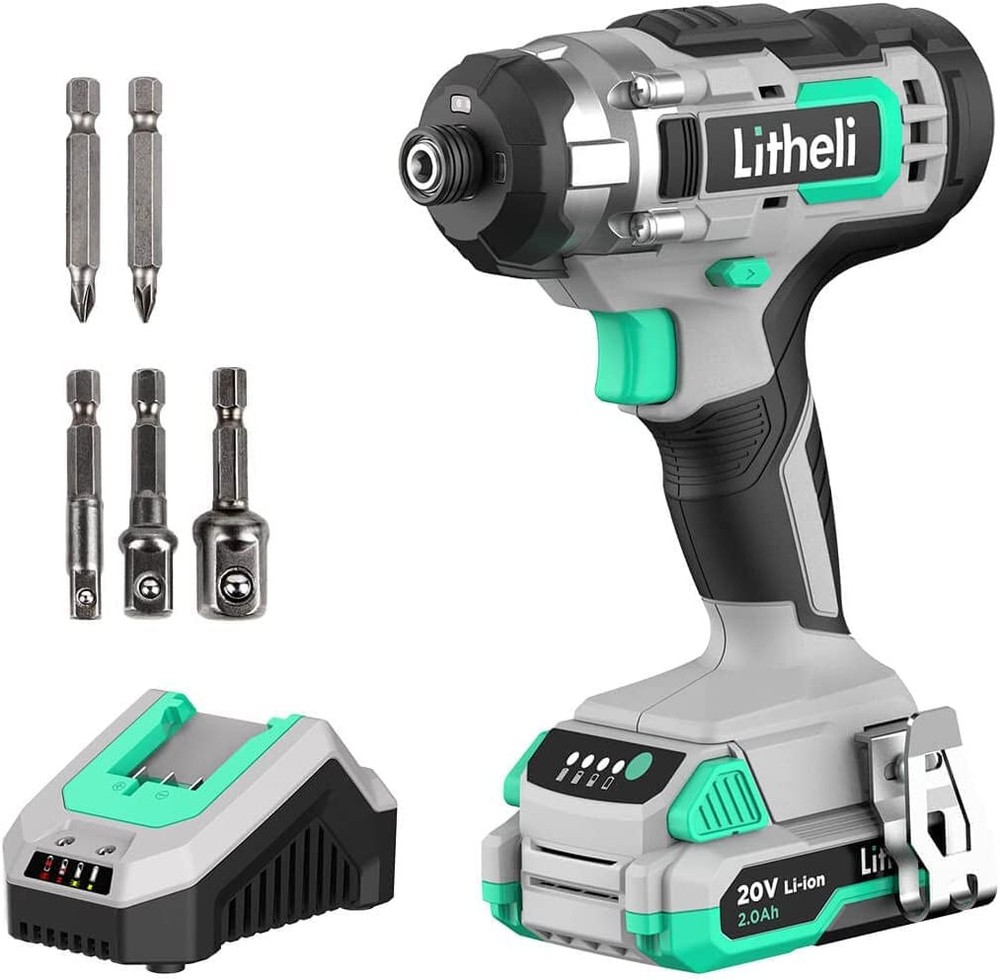 Cordless Impact Driver, 1150 In-Lbs Torque, 1/4″ Quick-Release Hex Chuck, wit...