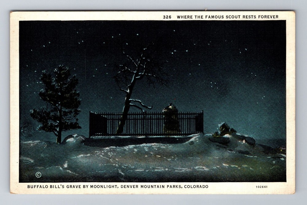 Denver Mt Parks CO-Colorado, Buffalo Bills Grave, Vintage Souvenir Postcard
