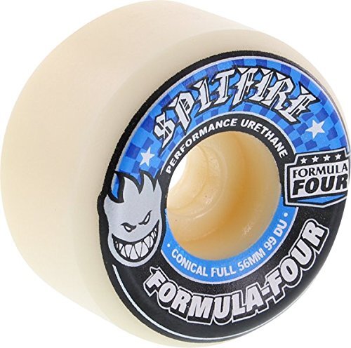Spitfire Formula 4 99d Conical Full 56mm White W/Blue Skate Wheels (Set of 4)