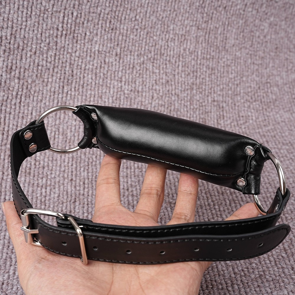 Bondage Open Mouth Gag Bit Bone Shape PU Leather Harness Restraint for Couples