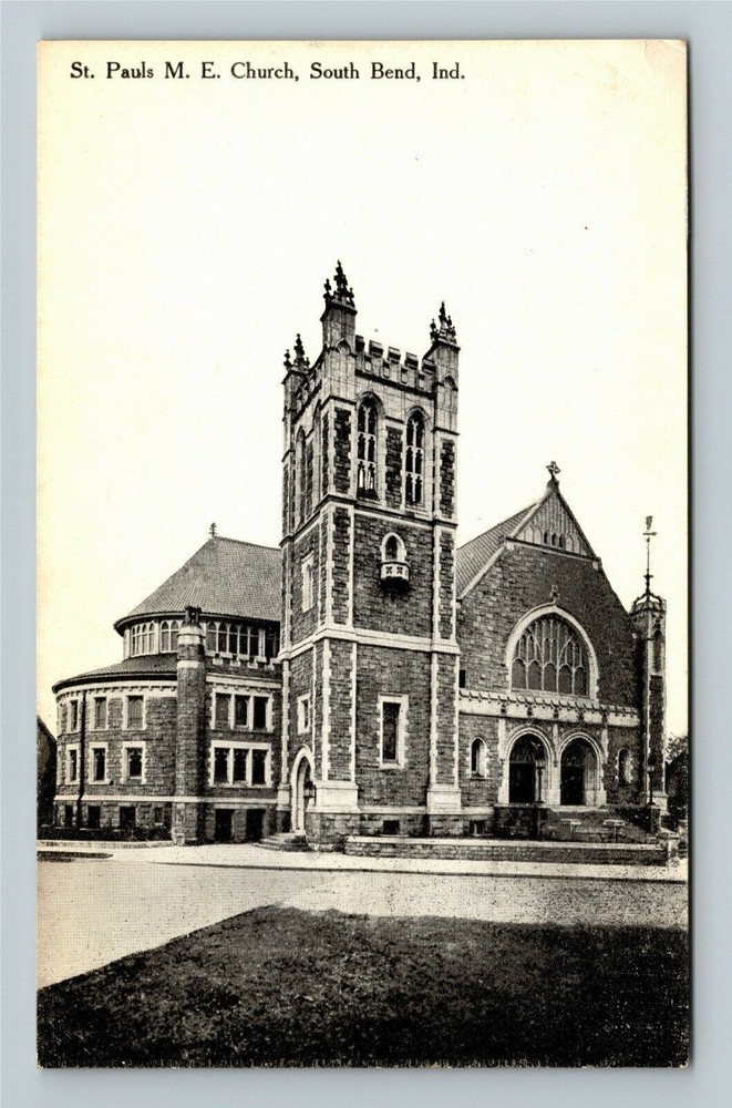 South Bend IN Indiana, St Pauls Methodist Episcopal Church, Vintage Postcard