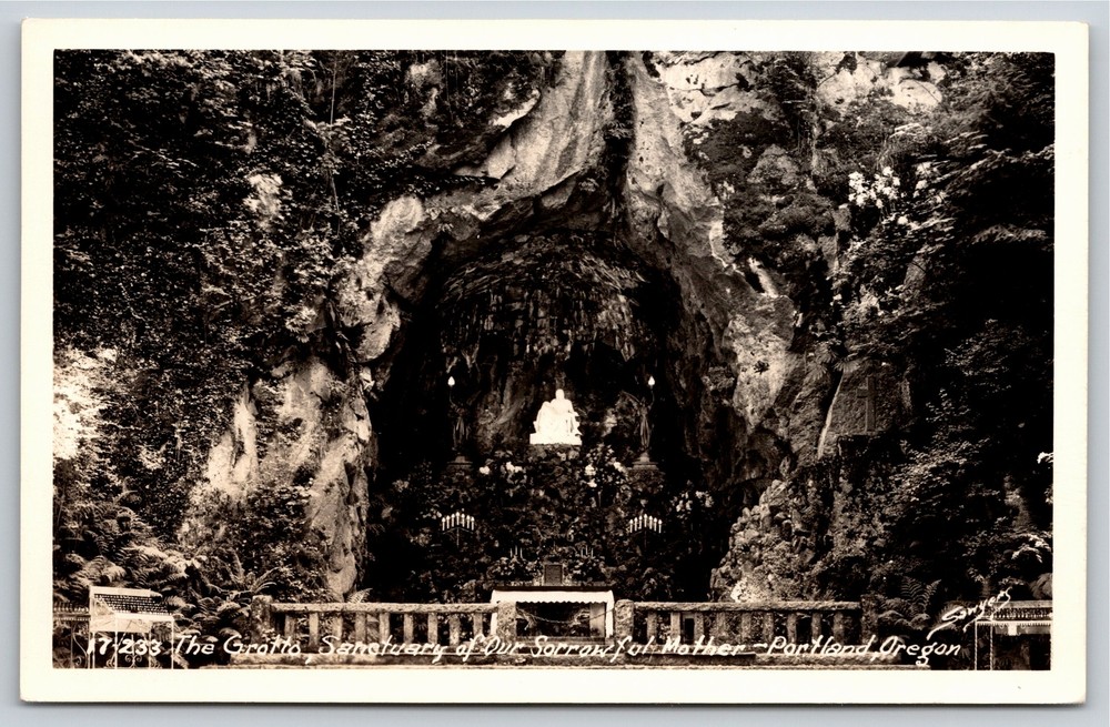 RPPC~Grotto Sanctuary of Sorrowful Mother Portland Oregon~Real Photo Postcard