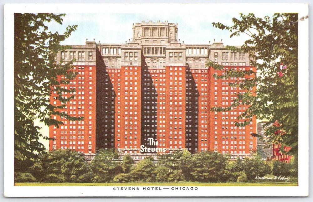 Vintage Stevens Hotel Chicago Postcard World's Largest Hotel