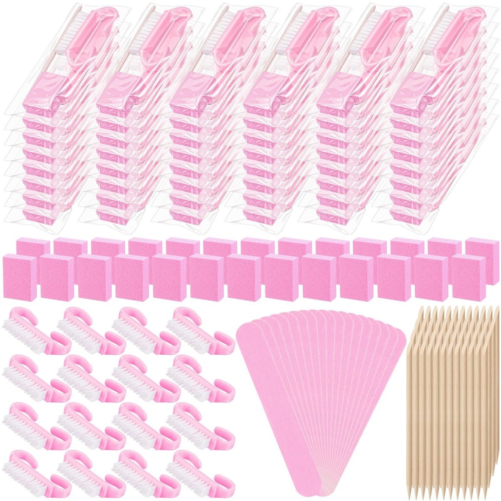 100 Sets Professional Disposable Manicure Kit Basics 4 Piece Nail Kit Wood Na...