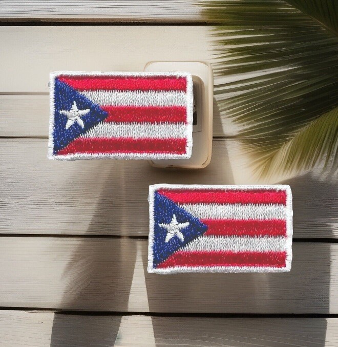Small Puerto Rico Flag Patch Lot of 2 Embroidered Fits VELCRO® BRAND Fasteners