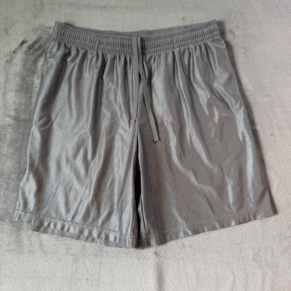 Vintage Starter Mens Dazzle Basketball Gym Shorts Baggy Shiny Grey Y2K Large XL
