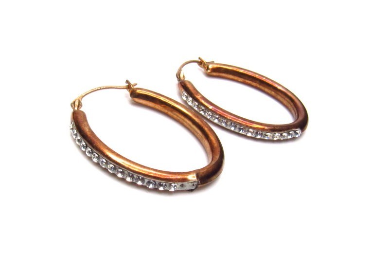 14k Over Sterling Diamond Chip Earrings