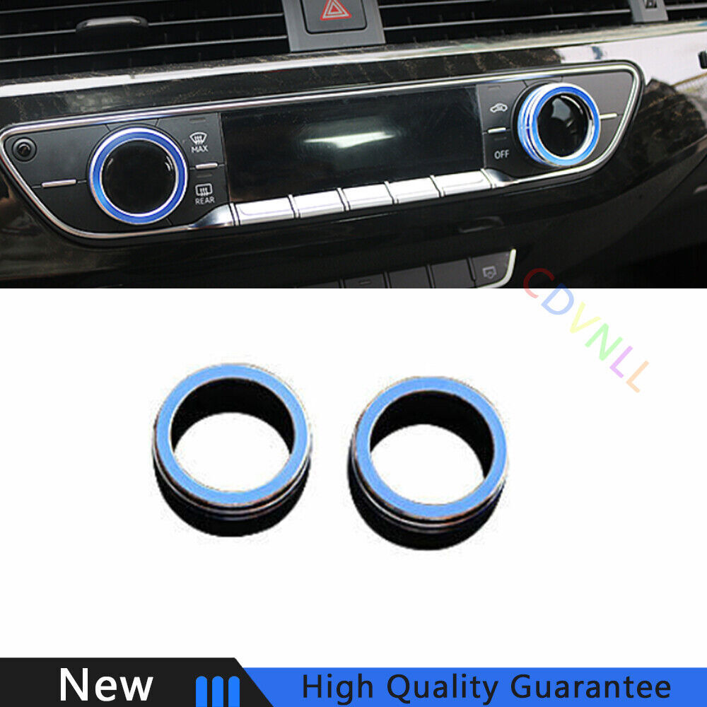 Fit For Audi A4 A5 2020-2021 Blue Aluminum Car Middle Console AC Knob Cover Trim