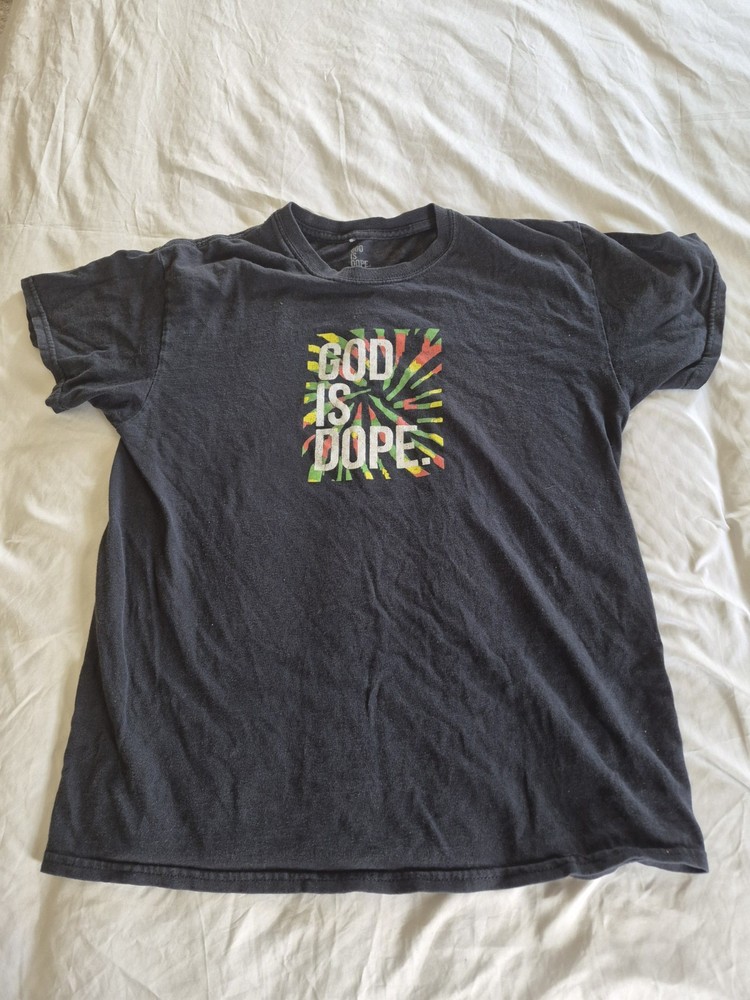 God Is Dope, M, Unisex Graphic T-Shirt Black Short Sleeve Faith Streetwear Tee