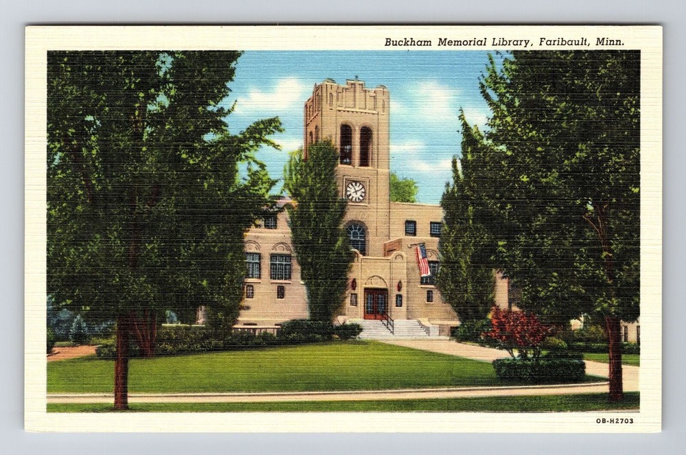 Faribault MN-Minnesota, Buckham Memorial Library, Vintage Postcard