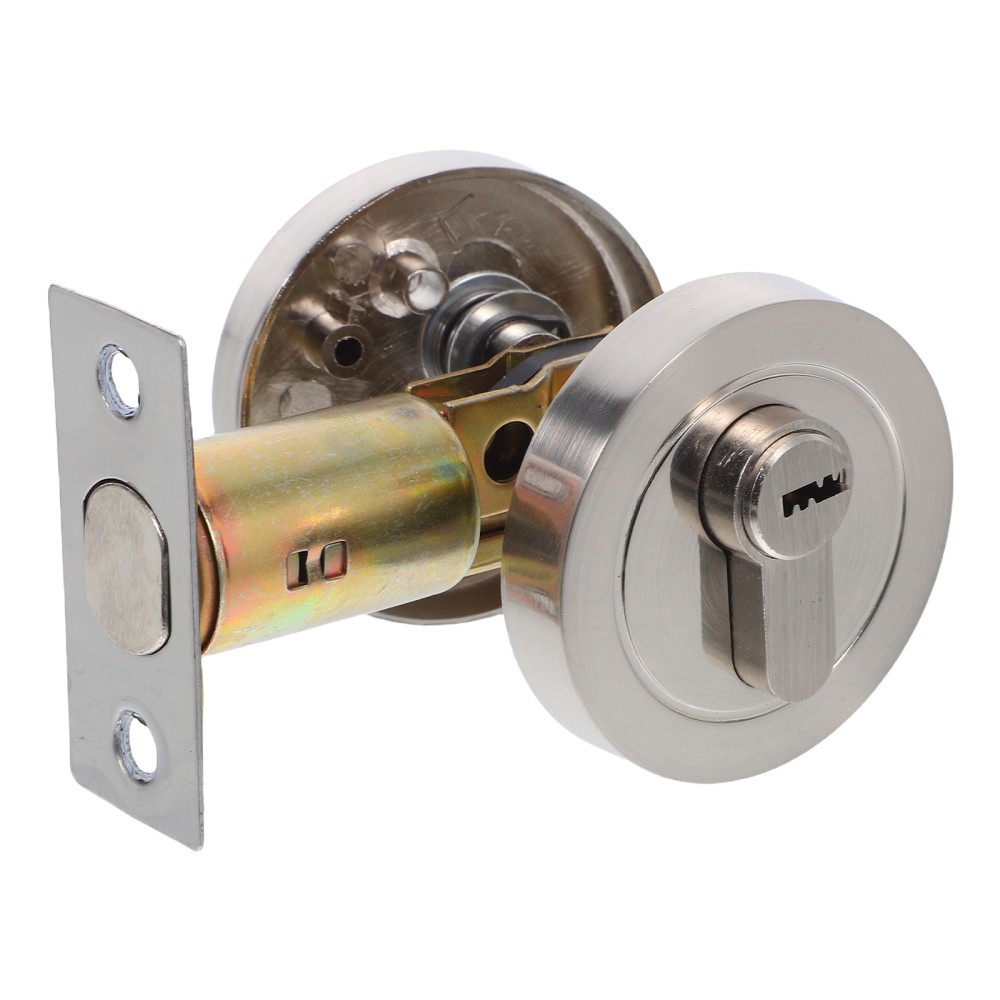 Compact Aluminum Circular Door Lock with Key for Bedroom Office Travel Security