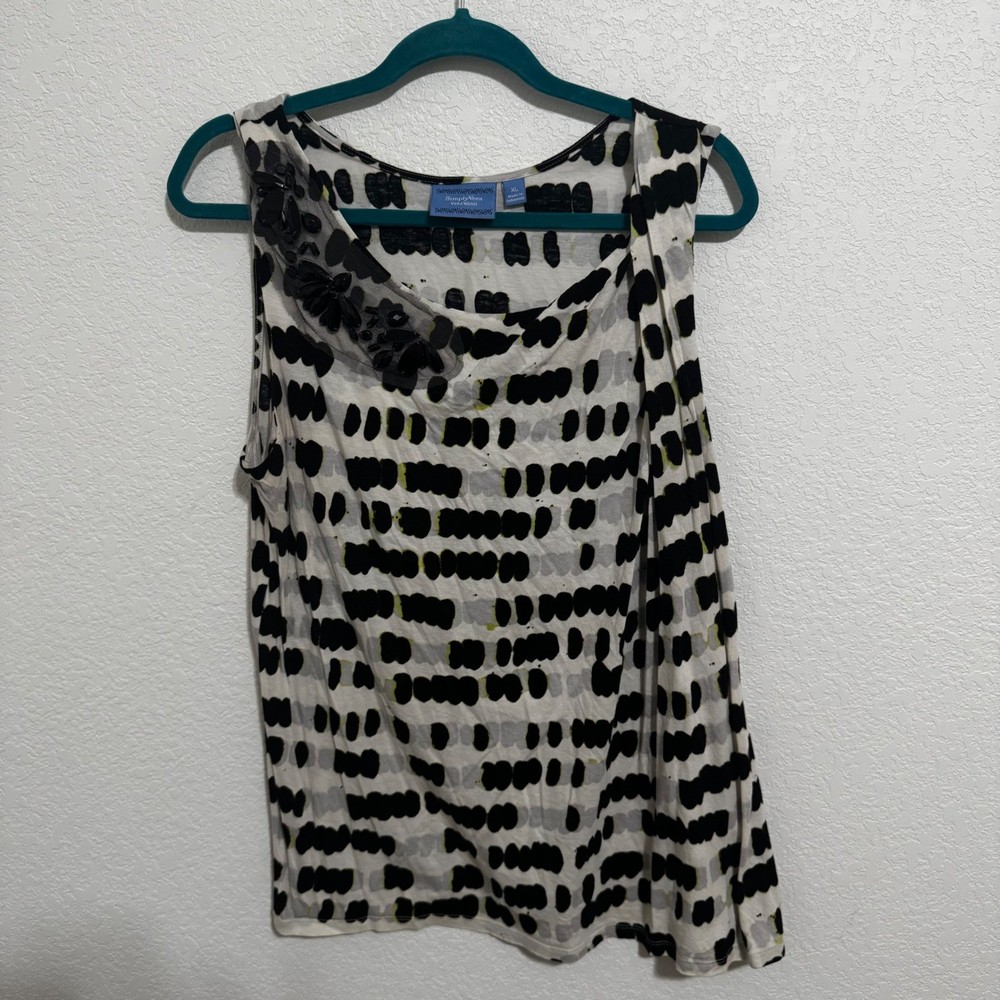 Simply Vera Vera Wang Women's XL Black White Abstract Print Sleeveless Top