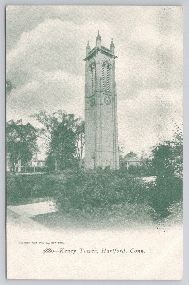 Keney Tower Hartford CT Postcard Early 1900s Souvenir Post Card Co. New York