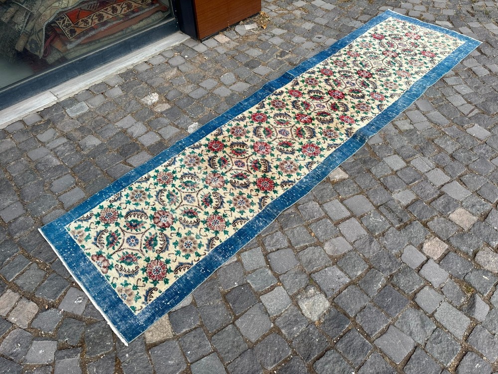 Carpet, Turkish rug, Vintage rug, Handmade rug, Runner, Wool | 2,4 x 9,9 ft