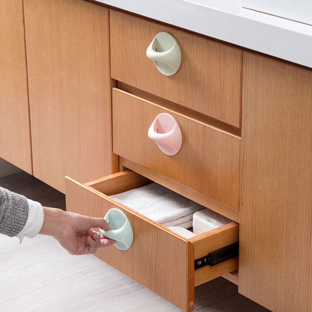 8-Piece Self-Adhesive Plastic Cabinet Door Handles Peel & Stick Knobs