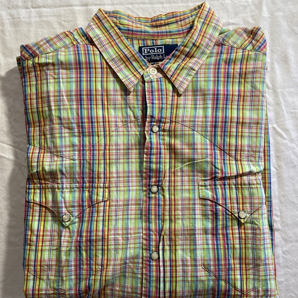 Polo by Ralph Lauren Western Long Sleeve Shirt – Men’s L | Plaid Cowboy Classic