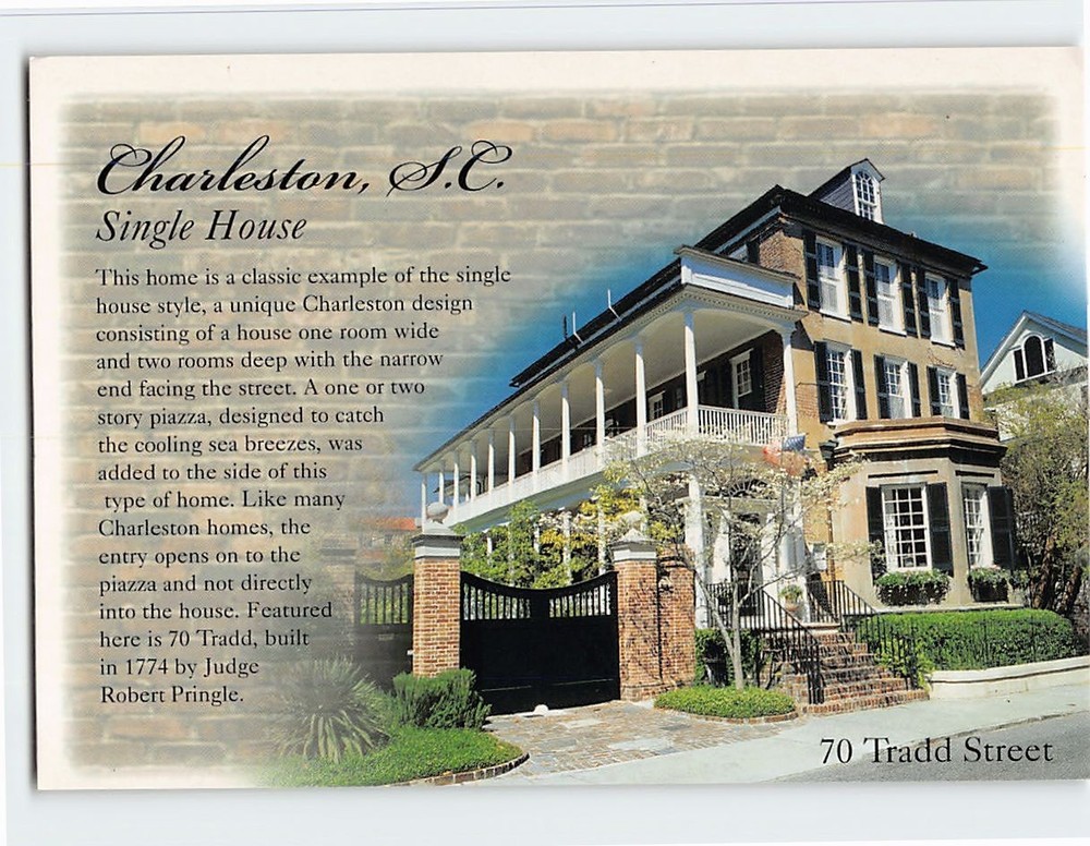 Postcard Single House Charleston South Carolina USA