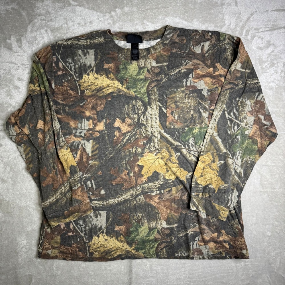 Vtg Y2K Camo Long Sleeve Shirt XXL Fieldline 90s Hunting Outdoor Real Tree
