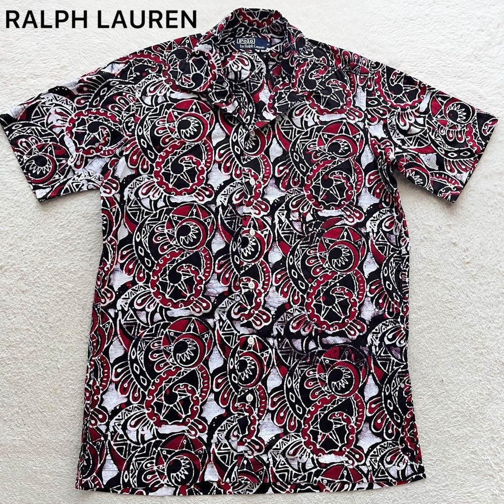 Vintage 90s Polo Ralph Lauren Open Collar Aloha Shirt Multicolor Cotton Size M