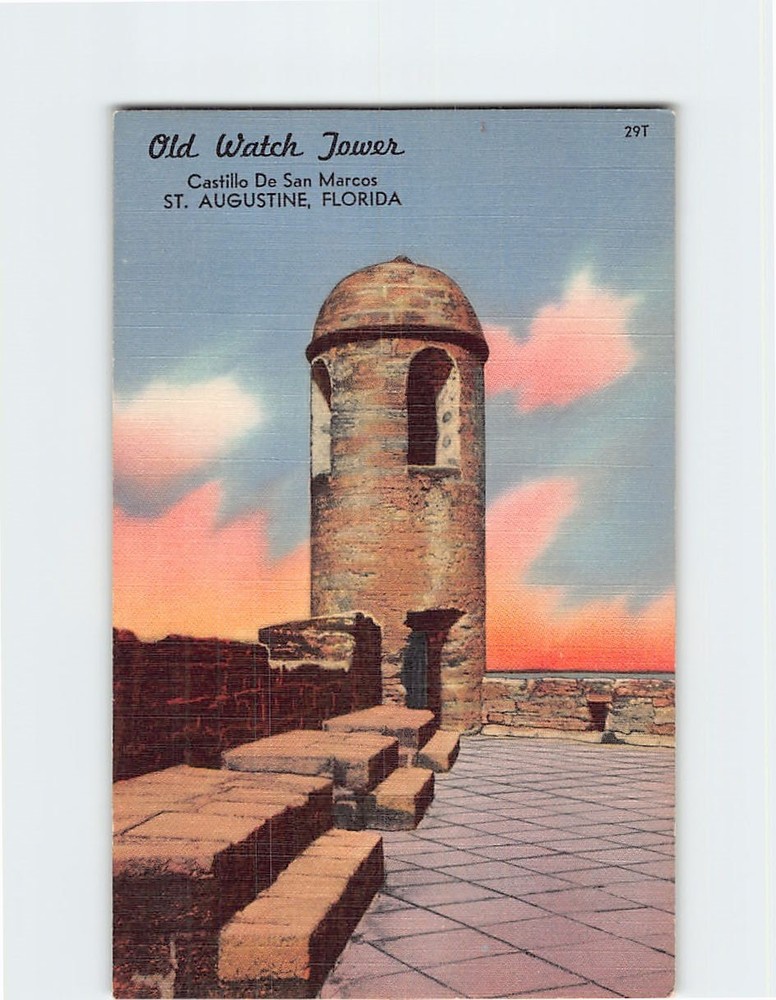 Postcard Old Watch Tower Castillo De San Marcos Saint St. Augustine Florida USA