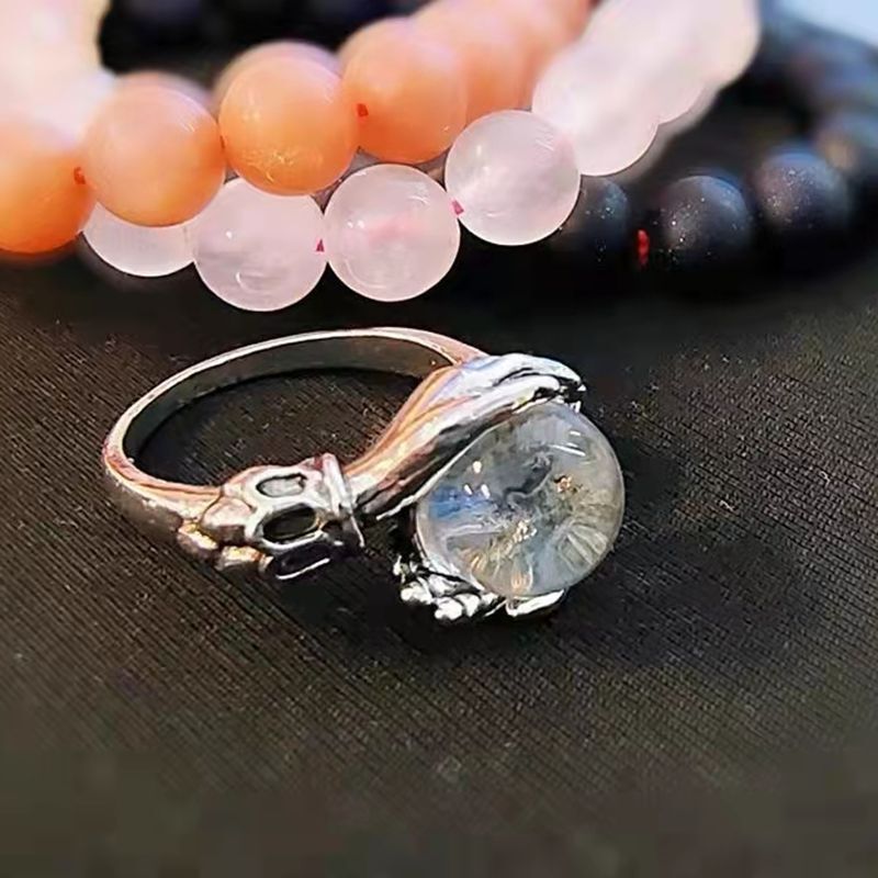 New Retro Ring Crystal Ball Encircling Beads Open Finger Jewelry Women