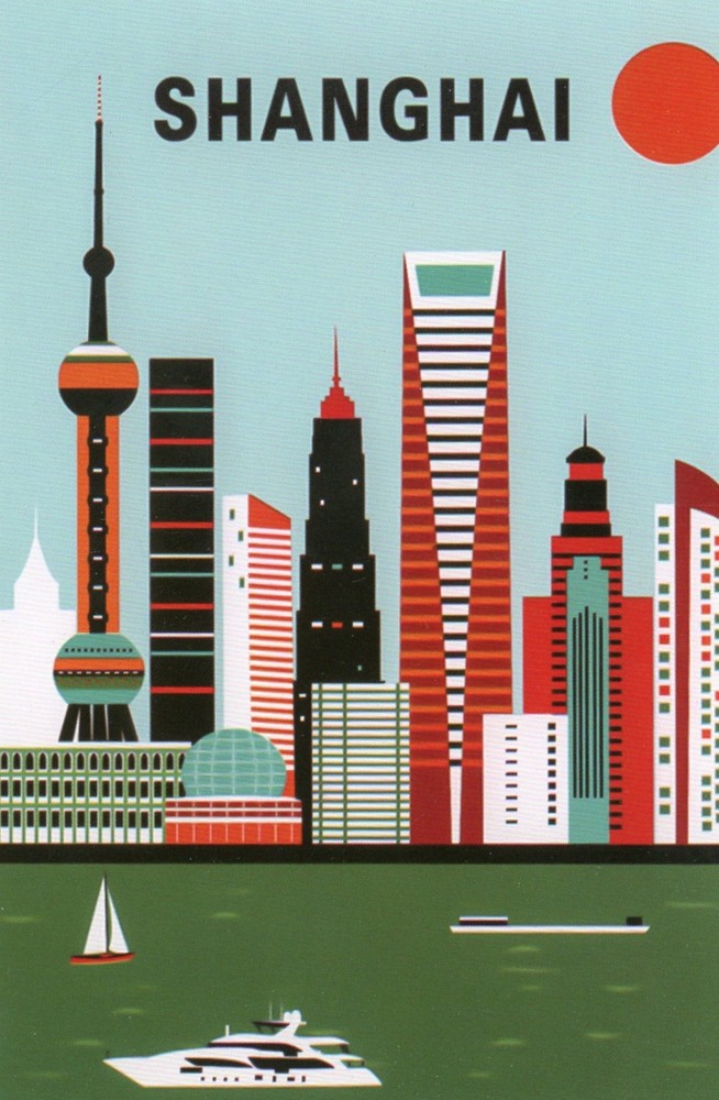 Shanghai, China, Skyline (Address Side Blank) -New POSTCARD