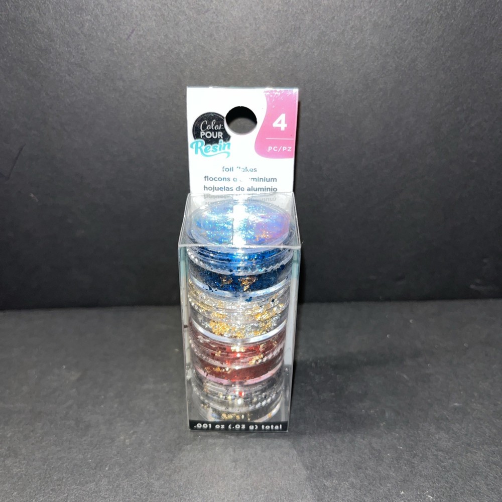 American Crafts Color Pour Resin Mix-Ins 4 Per Pkg -Reversible Foil Flakes