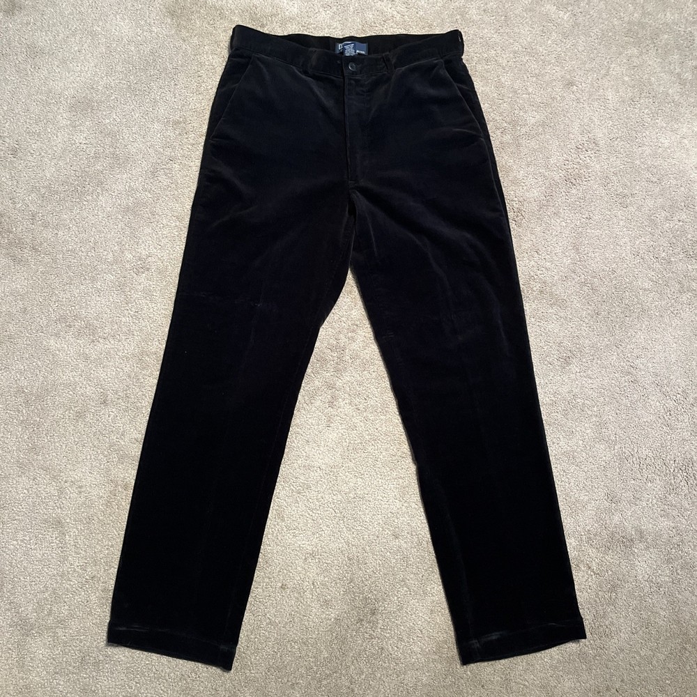 Vintage Polo Ralph Lauren Pants Mens 34x31 Black Corduroy Velvet Feel Trousers