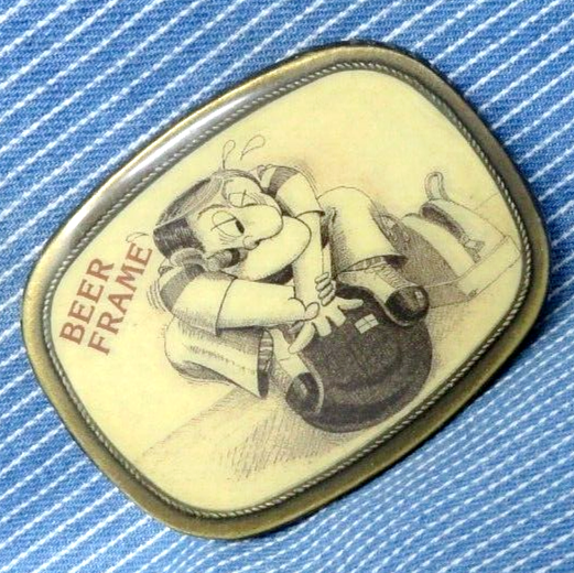 Beer Frame Belt Buckle Bowling Novelty Pins Strike Spare Vintage 70s 80s .TWY902