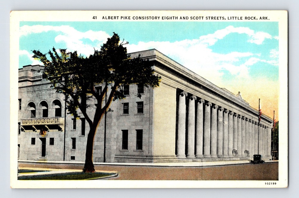 Postcard Arkansas Little Rock AR Albert Pike Consistory 8th Scott 1930s Unposted