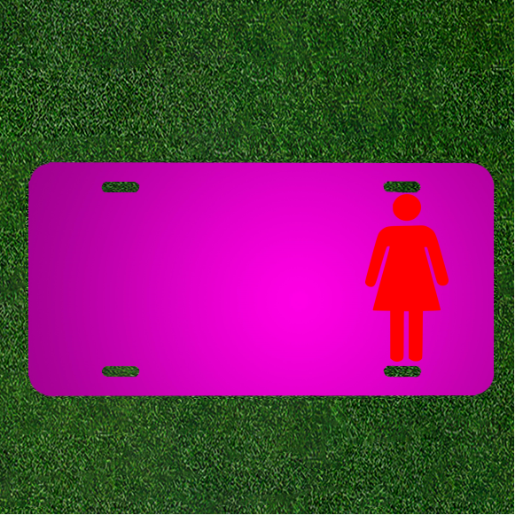 Create a Custom Personalized Car License Plate Featuring Names and Female Pictogram Design for Women