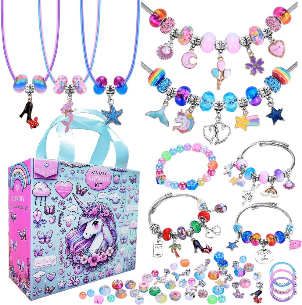 Craft Kit for Girls: 208-Piece Unicorn & Mermaid Jewelry Set