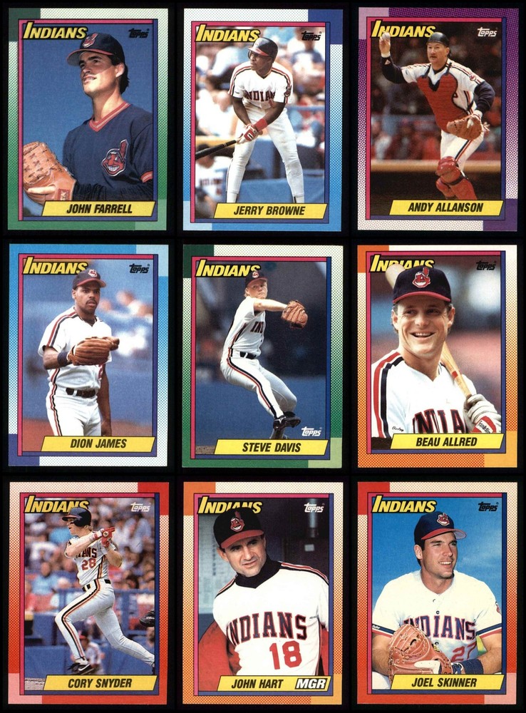 1990 Topps Indians Almost Complete Team Set 8 - NM/MT 7261895 (26 / 27 cards)