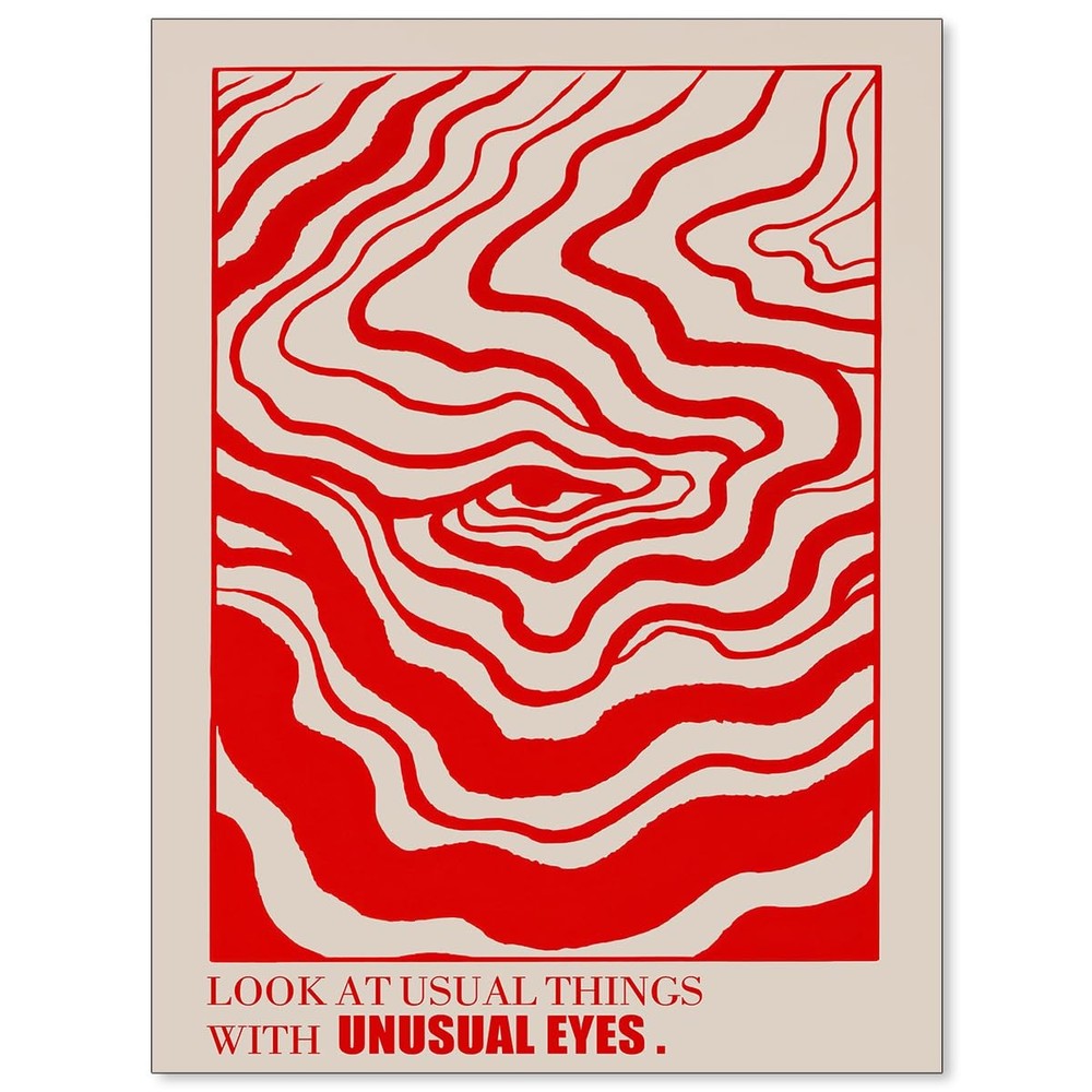 Red Abstract Eye Canvas Wall Art Vintage Hippie Trippy Poster Affirmation Quo...