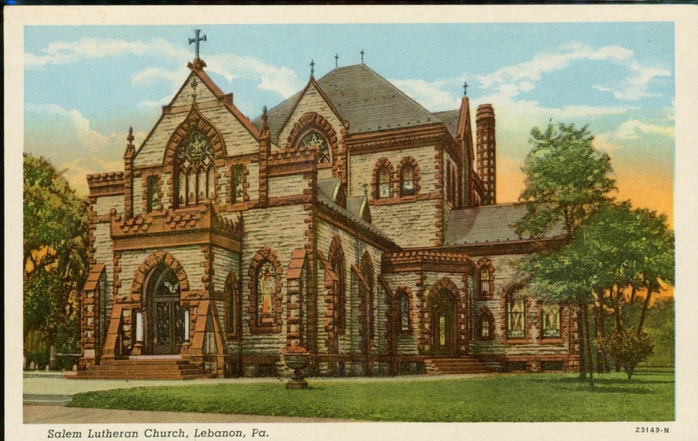 Salem Lutheran Church Lebanon Pennsylvania PA Postcard DB WB