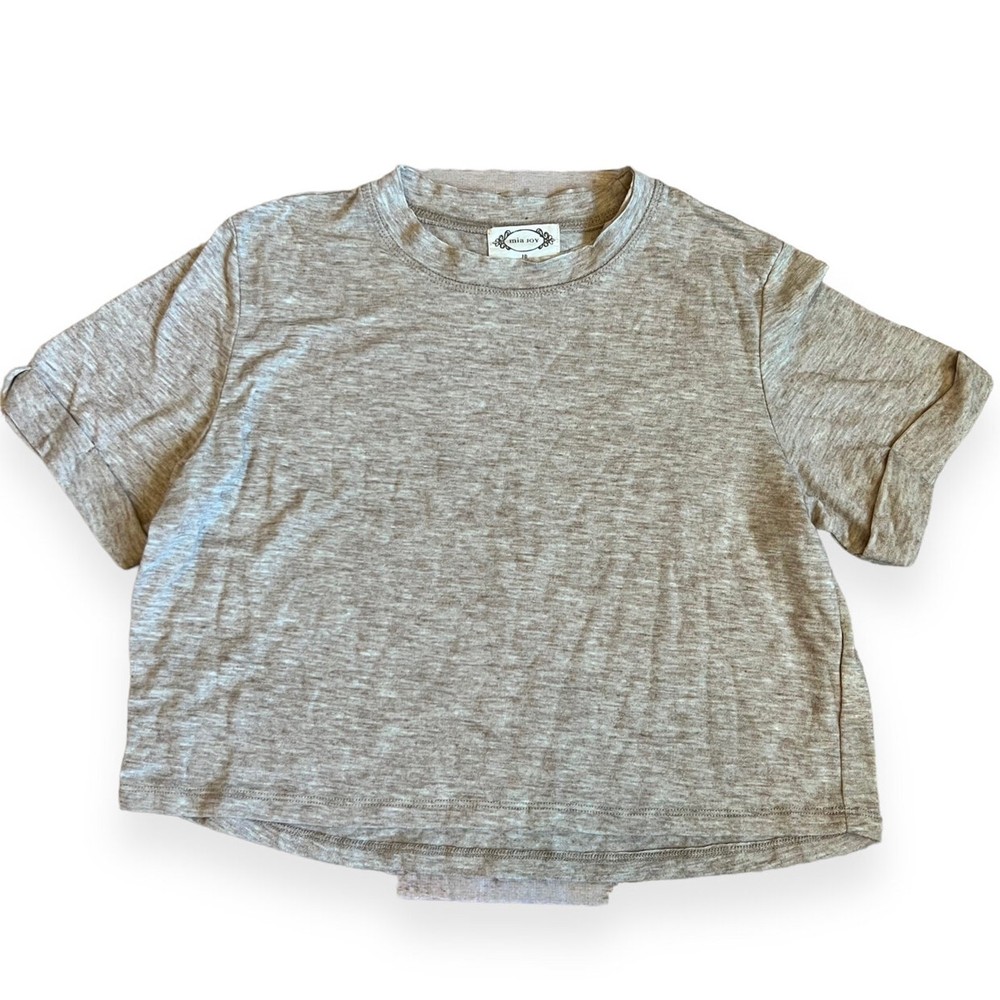 Mia Joy Joyfolie Tee Tan Marled Short Sleeves Girls 10