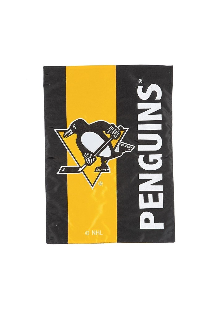 Pittsburgh Penguins Premium Double Sided Garden Flag Banner, Embroidered...