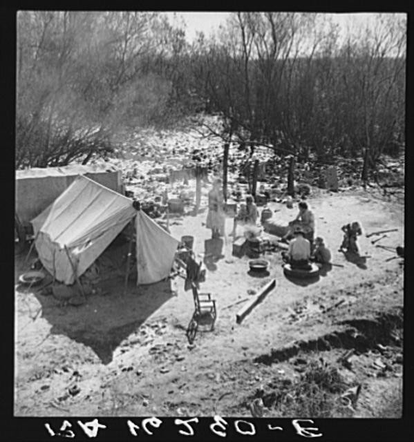 Drought refugees from Chickasaw, Oklahoma. Three families traveling together.
