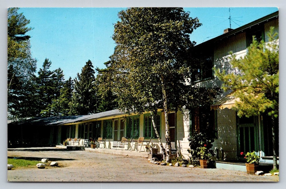 Dreamwood Pines Motel Bar Harbor Maine Postcard Acadia National Park Vintage-image