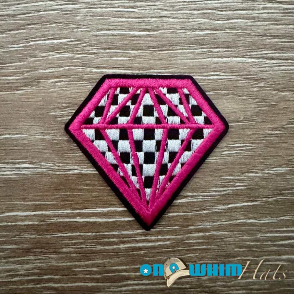 Checkered Diamond Iron-On Patch - Pink