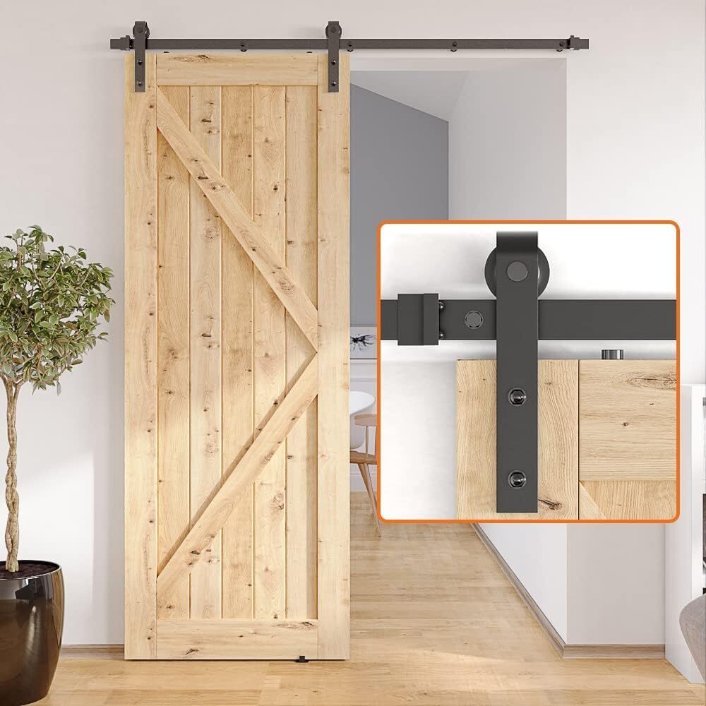 6FT Barn Door Hardware kit, Sliding Barn Door Hardware Kit, Combination Barn to